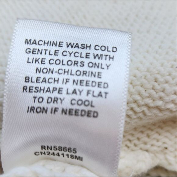 💜Caslon Ivory Cable Knit Button Hooded Long Sleeve Cardigan Medium - Picture 12 of 13